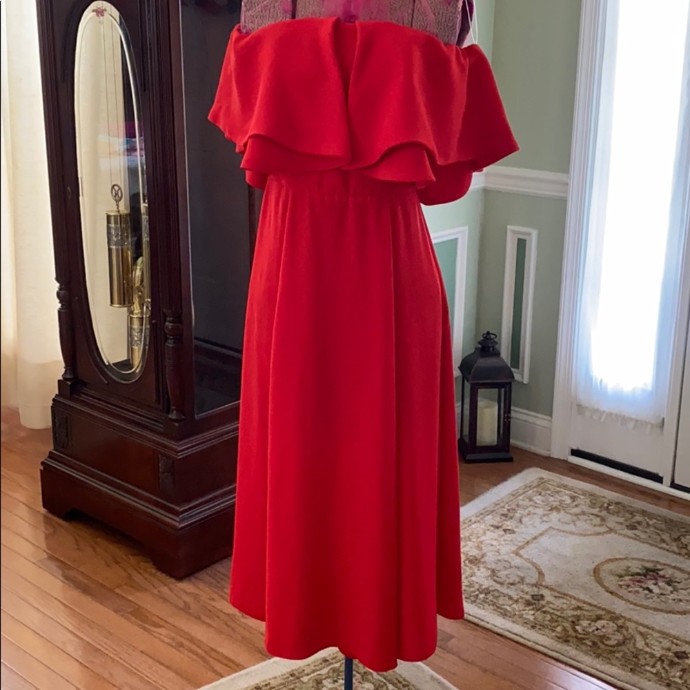 NWT ASOS Red Rare London Off-Shoulder Ruffle Maxi - Picture 2 of 7